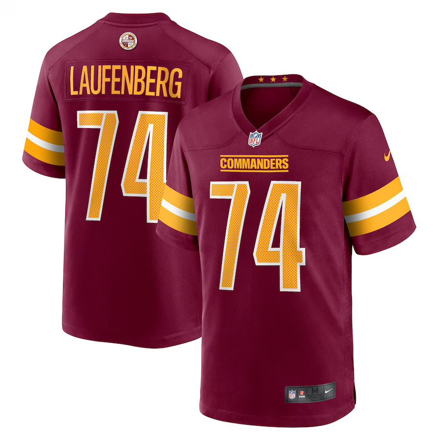 Men Washington Commanders #74 Nolan Laufenberg Nike Burgundy Game NFL Jersey